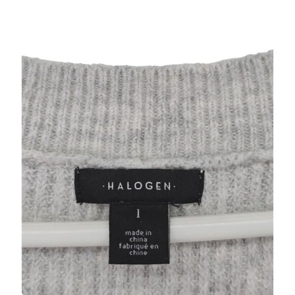 Halogen V-Neck Sweater Ribbed Cozy Lond Sleeve Gray Size 1 - Picture 6 of 9